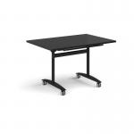 Rectangular deluxe flip top meeting table with black frame 1200mm x 800mm - Black DFLP12-K-BK