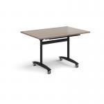 Rectangular deluxe flip top meeting table with black frame 1200mm x 800mm - Barcelona Walnut DFLP12-K-BW