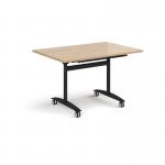 Rectangular deluxe flip top meeting table with black frame 1200mm x 800mm - Kendal oak DFLP12-K-KO