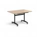Rectangular deluxe flip top meeting table with black frame 1200mm x 800mm - Kendal oak DFLP12-K-KO