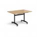 Rectangular deluxe flip top meeting table with black frame 1200mm x 800mm - oak DFLP12-K-O