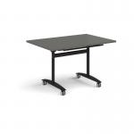 Rectangular deluxe flip top meeting table with black frame 1200mm x 800mm - Onyx Grey DFLP12-K-OG