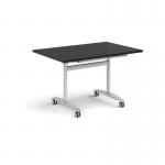 Rectangular deluxe flip top meeting table with silver frame 1200mm x 800mm - Black DFLP12-S-BK