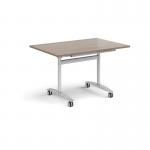 Rectangular deluxe flip top meeting table with silver frame 1200mm x 800mm -Barcelona Walnut DFLP12-S-BW