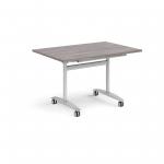 Rectangular deluxe fliptop meeting table with silver frame 1200mm x 800mm - grey oak DFLP12-S-GO