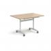Rectangular deluxe flip top meeting table with silver frame 1200mm x 800mm - Kendal oak DFLP12-S-KO