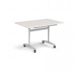 Rectangular deluxe flip top meeting table with silver frame 1200mm x 800mm - Light Grey DFLP12-S-LG