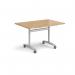 Rectangular deluxe flip top meeting table with silver frame 1200mm x 800mm - oak DFLP12-S-O