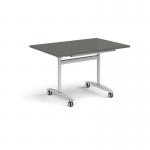 Rectangular deluxe flip top meeting table with silver frame 1200mm x 800mm - Onyx Grey DFLP12-S-OG