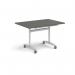 Rectangular deluxe flip top meeting table with silver frame 1200mm x 800mm - Onyx Grey DFLP12-S-OG