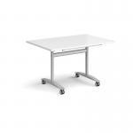 Rectangular deluxe fliptop meeting table with silver frame 1200mm x 800mm - white DFLP12-S-WH