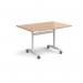 Rectangular deluxe flip top meeting table with white frame 1200mm x 800mm - beech DFLP12-WH-B