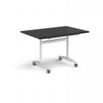 Rectangular deluxe flip top meeting table with white frame 1200mm x 800mm - Black DFLP12-WH-BK