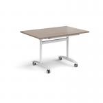 Rectangular deluxe flip top meeting table with white frame 1200mm x 800mm - Barcelona Walnut DFLP12-WH-BW