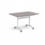 Rectangular deluxe fliptop meeting table with white frame 1200mm x 800mm - grey oak DFLP12-WH-GO