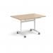 Rectangular deluxe flip top meeting table with white frame 1200mm x 800mm -Kendal oak DFLP12-WH-KO