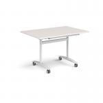 Rectangular deluxe flip top meeting table with white frame 1200mm x 800mm - Light Grey DFLP12-WH-LG