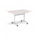 Rectangular deluxe flip top meeting table with white frame 1200mm x 800mm - Light Grey DFLP12-WH-LG