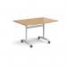 Rectangular deluxe flip top meeting table with white frame 1200mm x 800mm - oak DFLP12-WH-O