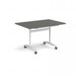 Rectangular deluxe flip top meeting table with white frame 1200mm x 800mm - Onyx Grey DFLP12-WH-OG