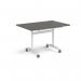 Rectangular deluxe flip top meeting table with white frame 1200mm x 800mm - Onyx Grey DFLP12-WH-OG