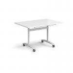 Rectangular deluxe flip top meeting table with white frame 1200mm x 800mm - white DFLP12-WH-WH