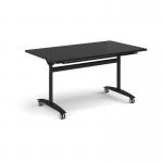 Rectangular deluxe flip top meeting table with black frame 1400mm x 800mm - Black DFLP14-K-BK