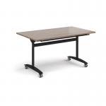 Rectangular deluxe flip top meeting table with black frame 1400mm x 800mm - Barcelona Walnut DFLP14-K-BW