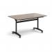 Rectangular deluxe flip top meeting table with black frame 1400mm x 800mm - Barcelona Walnut DFLP14-K-BW