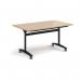 Rectangular deluxe flip top meeting table with black frame 1400mm x 800mm - Kendal oak DFLP14-K-KO