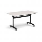 Rectangular deluxe flip top meeting table with black frame 1400mm x 800mm - Light Grey DFLP14-K-LG