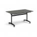 Rectangular deluxe flip top meeting table with black frame 1400mm x 800mm - Onyx Grey DFLP14-K-OG