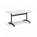 Rectangular deluxe flip top meeting table with black frame 1400mm x 800mm - white DFLP14-K-WH