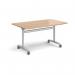 Rectangular deluxe flip top meeting table with silver frame 1400mm x 800mm - beech DFLP14-S-B