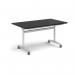 Rectangular deluxe flip top meeting table with silver frame 1400mm x 800mm - Black DFLP14-S-BK