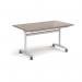 Rectangular deluxe flip top meeting table with silver frame 1400mm x 800mm - Barcelona Walnut DFLP14-S-BW