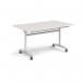Rectangular deluxe flip top meeting table with silver frame 1400mm x 800mm -Light Grey DFLP14-S-LG