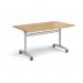 Rectangular deluxe flip top meeting table with silver frame 1400mm x 800mm - oak DFLP14-S-O