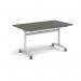 Rectangular deluxe flip top meeting table with silver frame 1400mm x 800mm -Onyx Grey DFLP14-S-OG