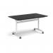 Rectangular deluxe flip top meeting table with white frame 1400mm x 800mm - Black DFLP14-WH-BK