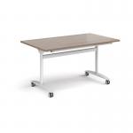 Rectangular deluxe flip top meeting table with white frame 1400mm x 800mm - Barcelona Walnut DFLP14-WH-BW