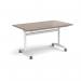 Rectangular deluxe flip top meeting table with white frame 1400mm x 800mm - Barcelona Walnut DFLP14-WH-BW