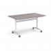 Rectangular deluxe fliptop meeting table with white frame 1400mm x 800mm - grey oak DFLP14-WH-GO