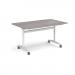 Rectangular deluxe fliptop meeting table with white frame 1400mm x 800mm - grey oak DFLP14-WH-GO
