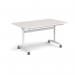 Rectangular deluxe flip top meeting table with white frame 1400mm x 800mm - Light Grey DFLP14-WH-LG