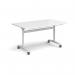 Rectangular deluxe flip top meeting table with white frame 1400mm x 800mm - white DFLP14-WH-WH