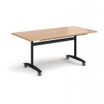 Rectangular deluxe flip top meeting table with black frame 1600mm x 800mm - beech DFLP16-K-B