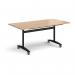 Rectangular deluxe flip top meeting table with black frame 1600mm x 800mm - beech DFLP16-K-B