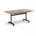 Rectangular deluxe flip top meeting table with black frame 1600mm x 800mm - Barcelona Walnut DFLP16-K-BW