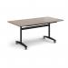 Rectangular deluxe flip top meeting table with black frame 1600mm x 800mm - Barcelona Walnut DFLP16-K-BW